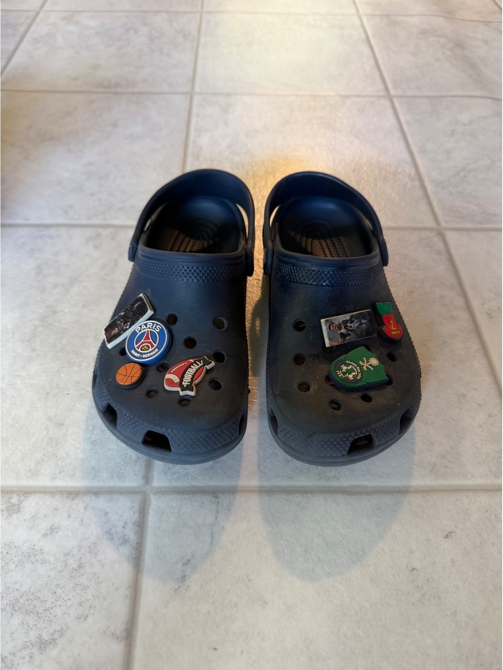 Crocs black clogs with charms